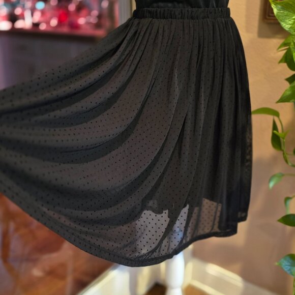 torrid Dresses & Skirts - Torrid Dark Coquette Romantic Goth Black Sheer Polka Dot Overlay Skirt Sz 0 Lg